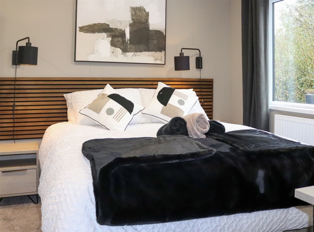 Double bedroom at 38 at the Sanctuary Lodges in Rhosfawr, near Pwllheli, Gwynedd