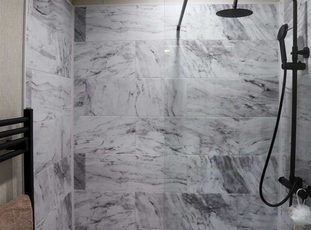 Shower room at 38 at the Sanctuary Lodges in Rhosfawr, near Pwllheli, Gwynedd