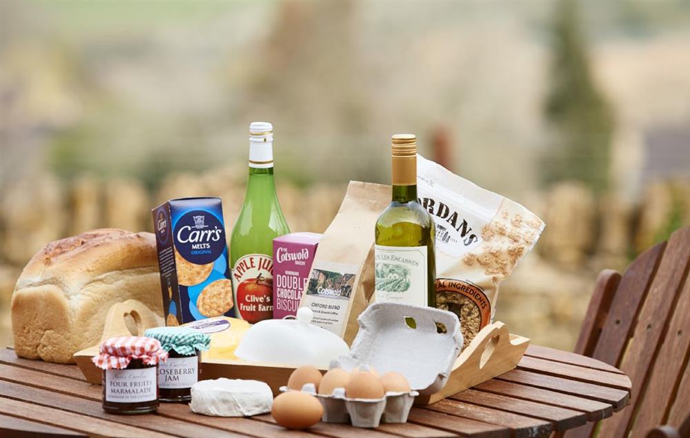 A welcoming hamper awaits your arrival at 39 Foxtail Cottage, Blockley