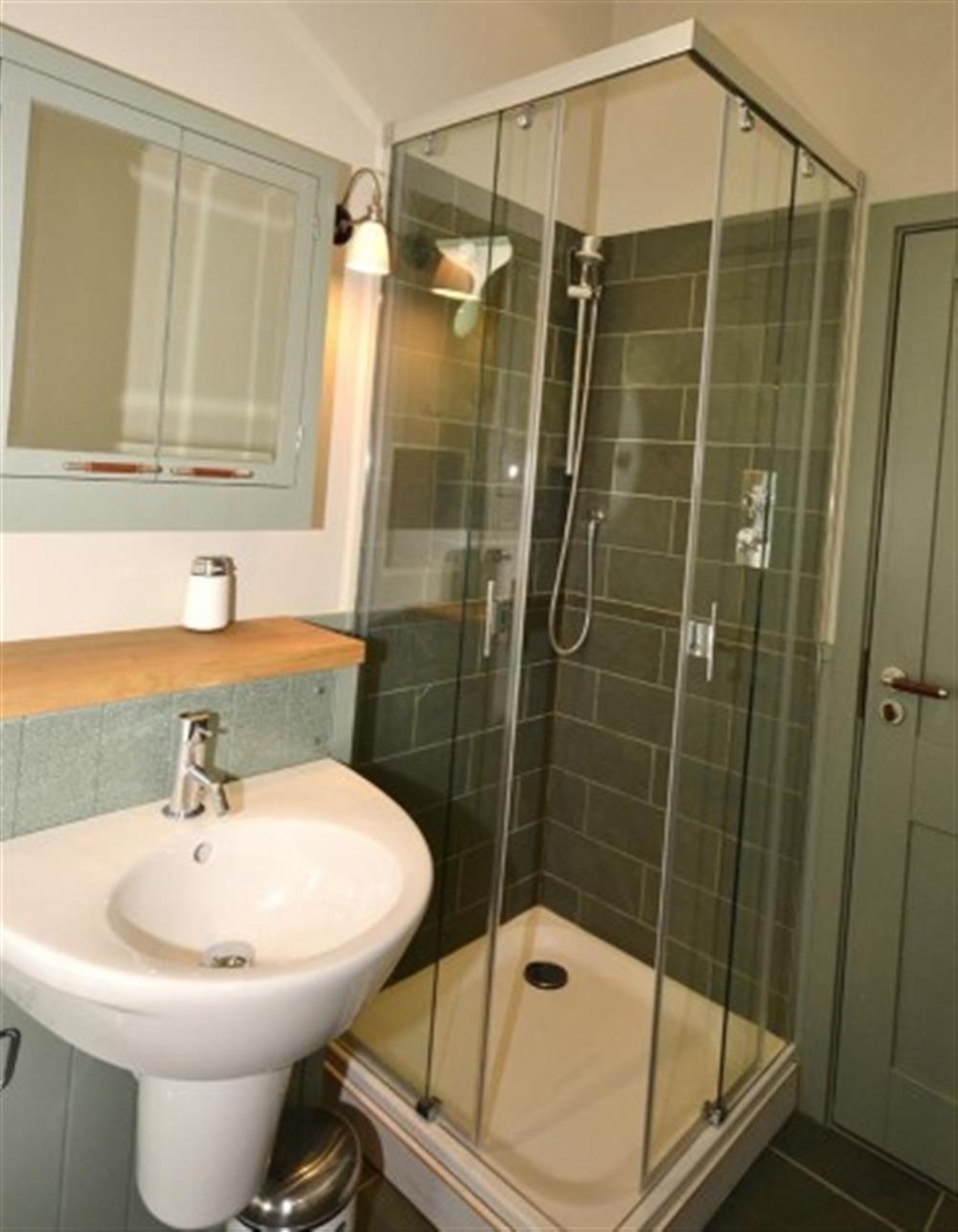The bathroom showing the shower cubicle at 39 Talland in Talland Bay