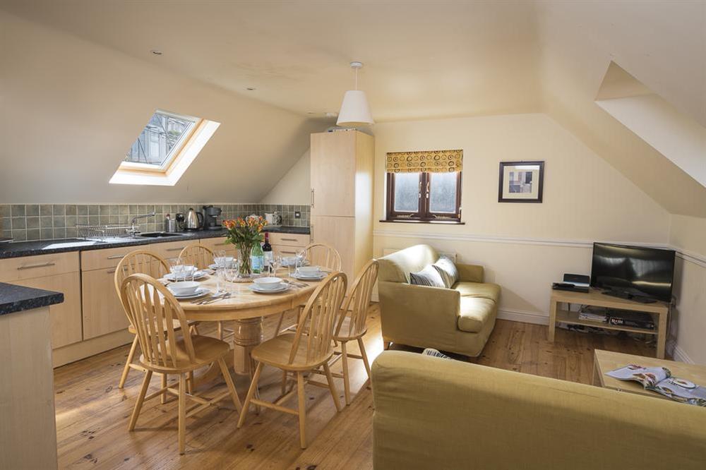 On the first floor is an open plan living area at 4 Armada Apartments in Hope Cove, Kingsbridge