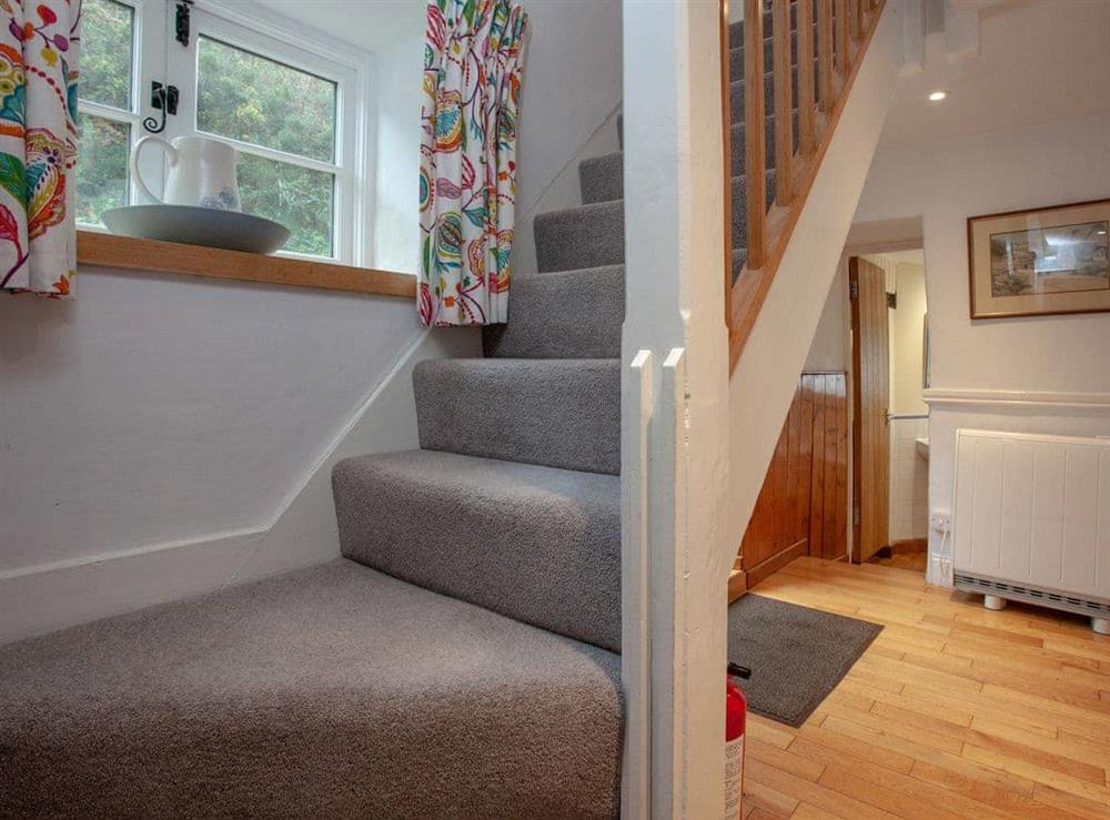 Stairs at 4 Castle Cottage in Bow Creek, Nr Totnes, South Devon., Great Britain