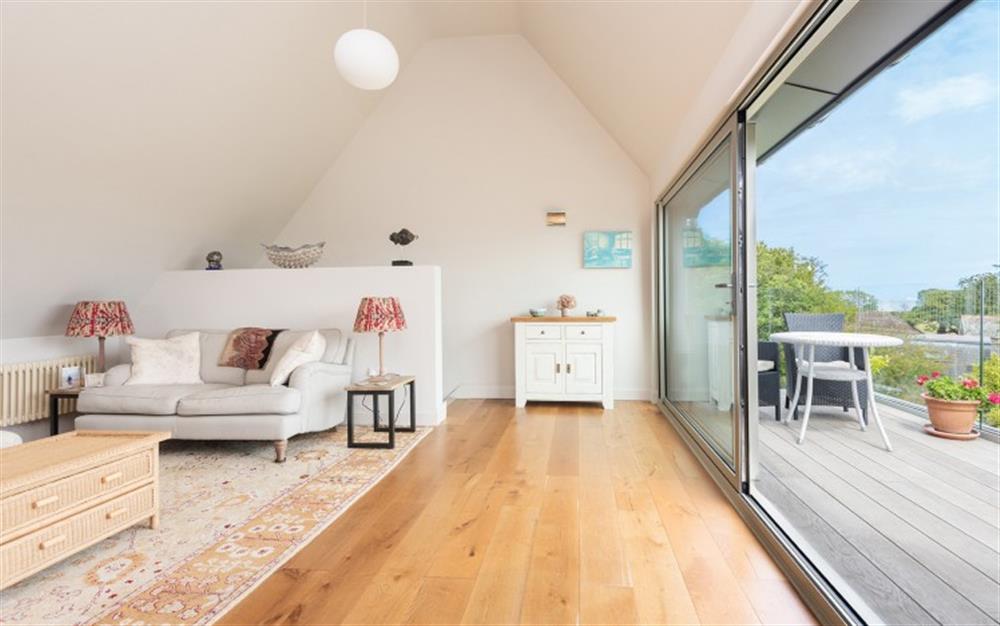 The view can be taken in from the living space or the balcony at 4 Chantry Hill in Slapton