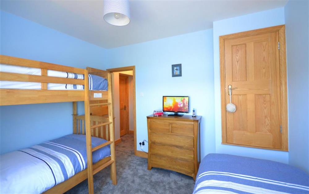 Another view of bunk and single room with TV at 4 Florence Cottages in Torcross