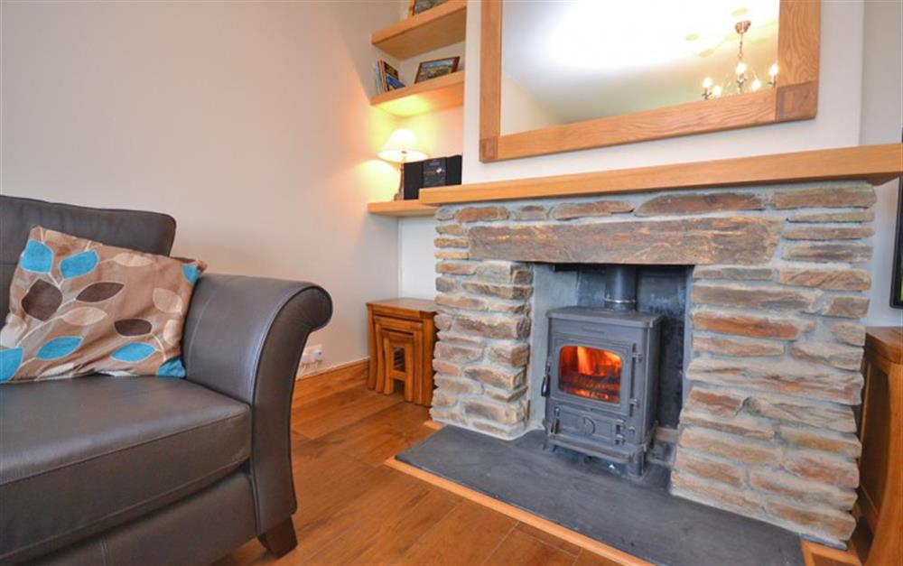 The cosy log burner at 4 Florence Cottages in Torcross