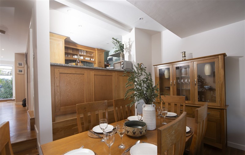 The dining room at 4 Glendorgal Sands, Cornwall