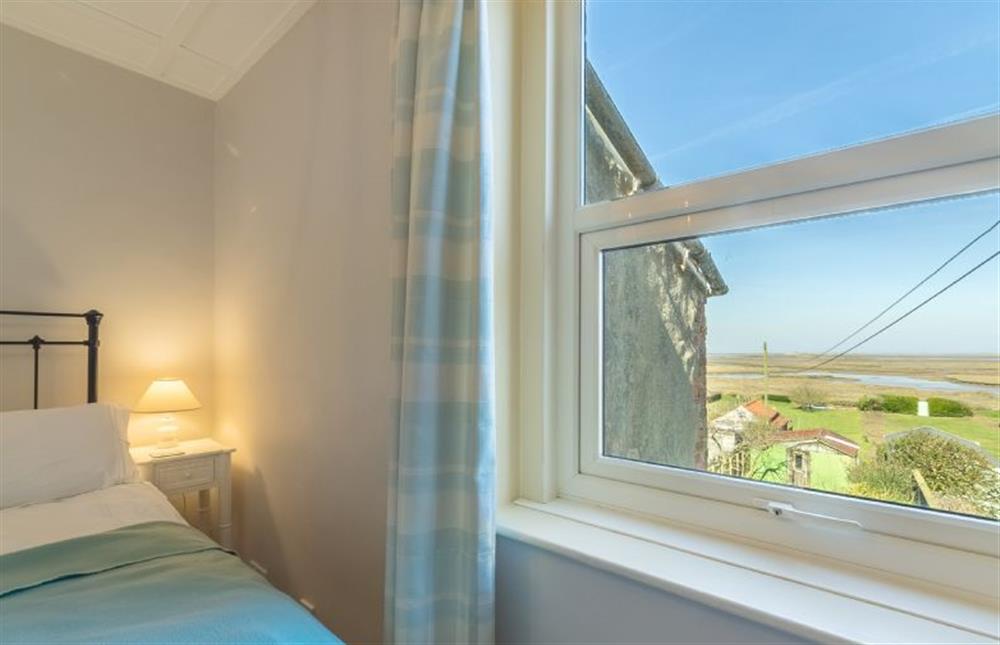 First floor: Bedroom Two, double with marsh views at 4 Harbour View, Brancaster Staithe near Kings Lynn
