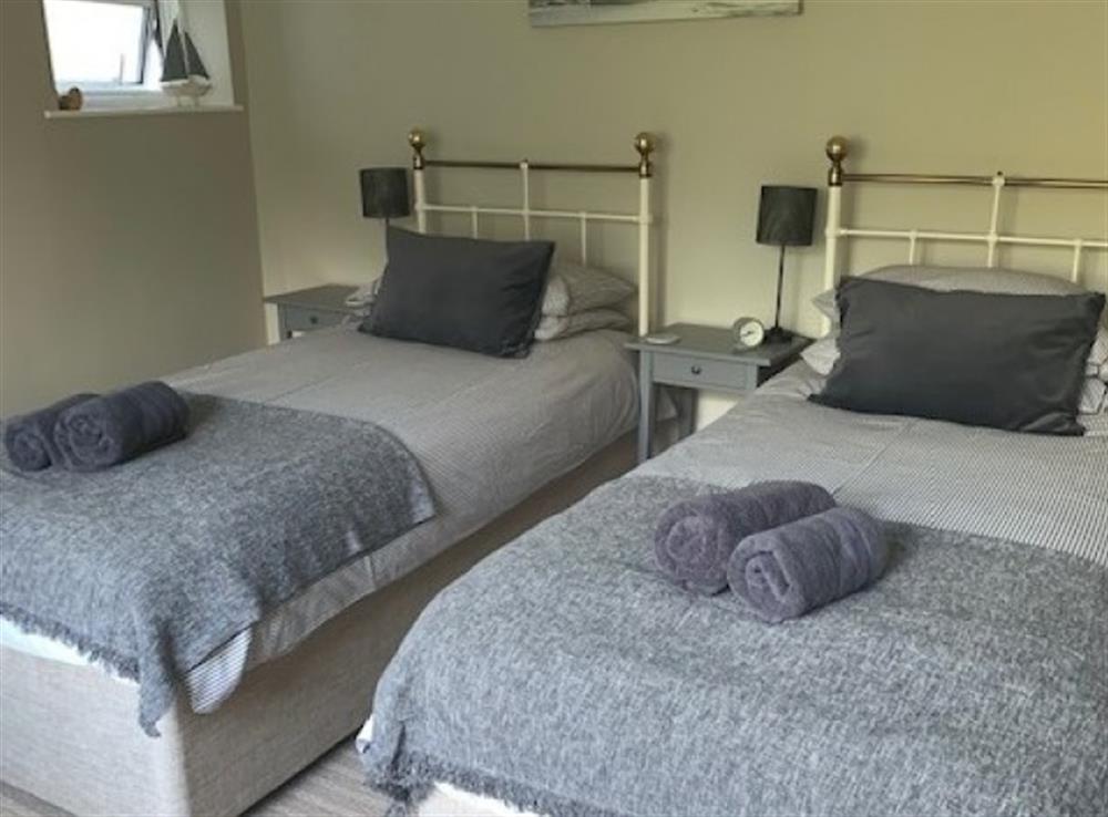 Bedroom 2 with 3ft twin beds or superking bed (on request) at 4 Hazeldene in Salcombe