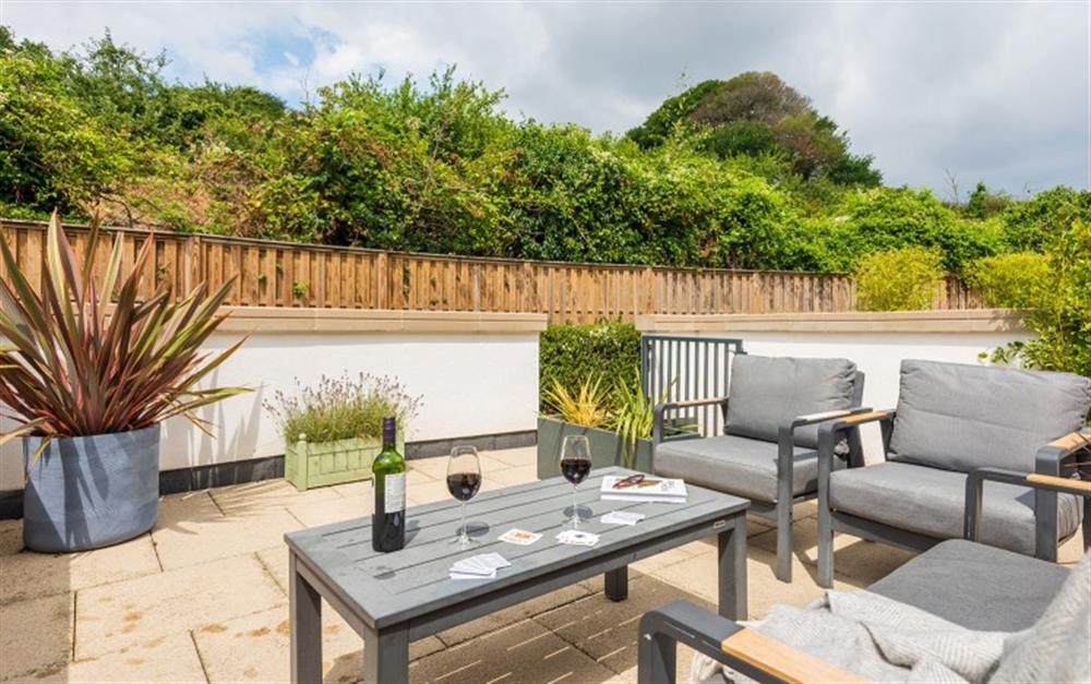 The stunning patio area  at 4 Island Place in Salcombe