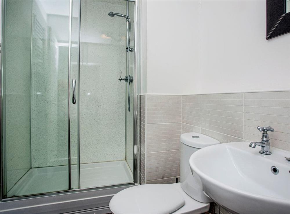 Shower room at 4 Waterwheel Apartment in Charlestown, Cornwall