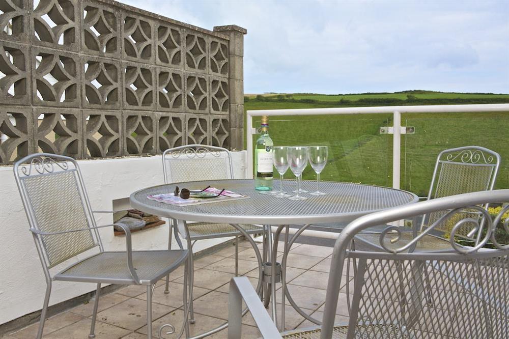 South facing terrace with picnic table perfect for eating alfresco