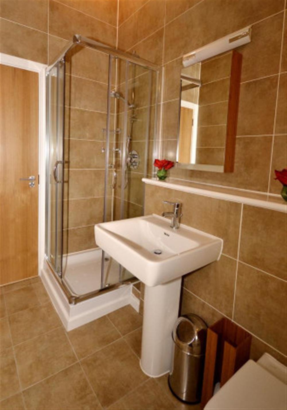The bathroom showing the shower cubicle at 40 Talland in Talland Bay