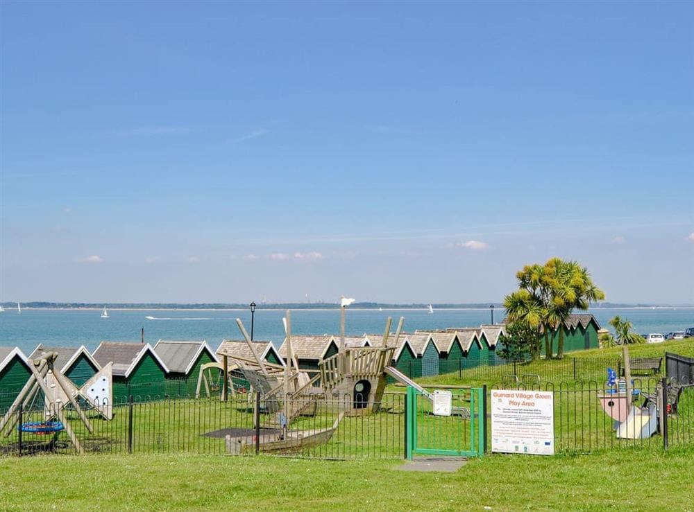 Children’s play area at Gurnard beach at 42 Gurnard Pines in Gurnard, near Cowes, Isle of Wight