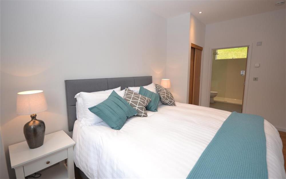 The super king double bedroom with en suite in the background. at 45 Talland in Talland Bay