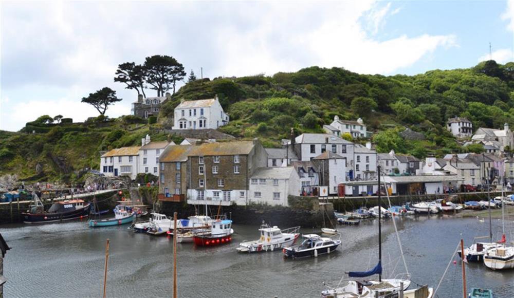 View across the near by harbour of Polperro.