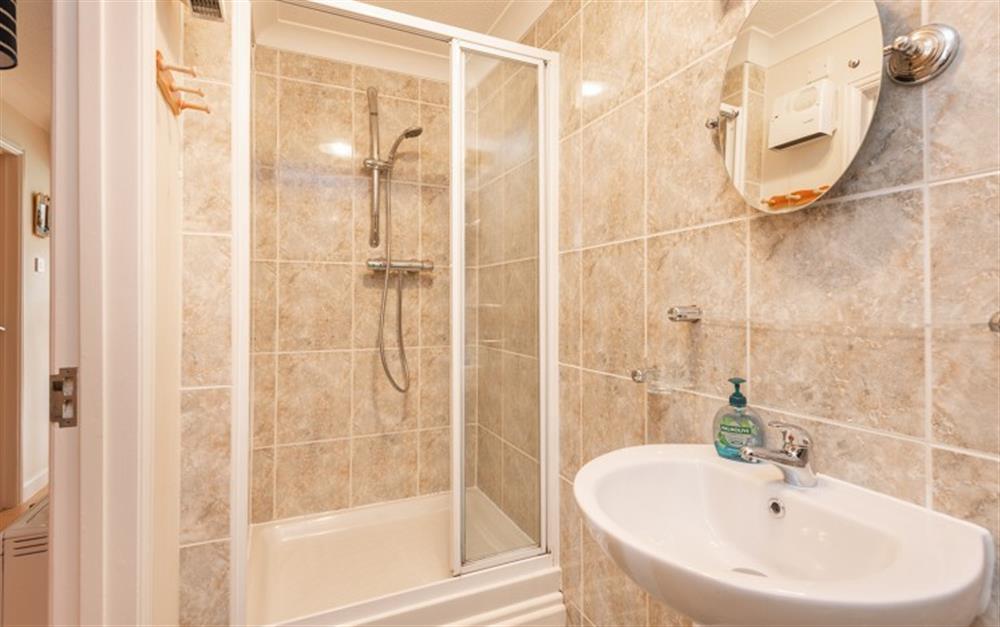 The downstairs shower room has a large shower cubicle at 55 Upper Maen Cottage in Maenporth