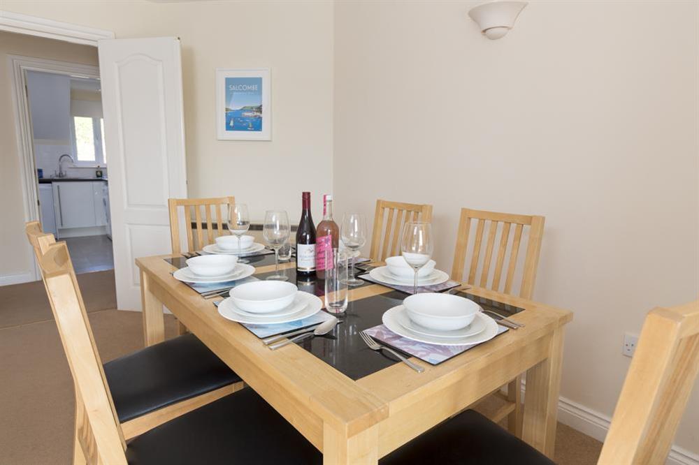 The dining table can seat six comfortably at 6 Chichester Court in Hope Cove, Nr Kingsbridge