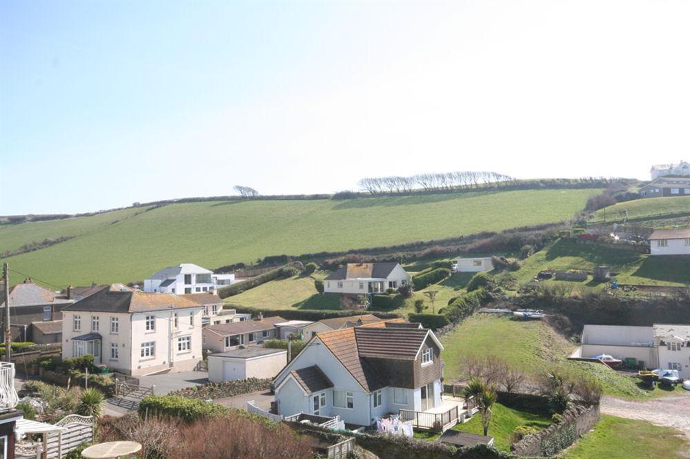 View over village and across to fields beyond at 6 Chichester Court in Hope Cove, Nr Kingsbridge