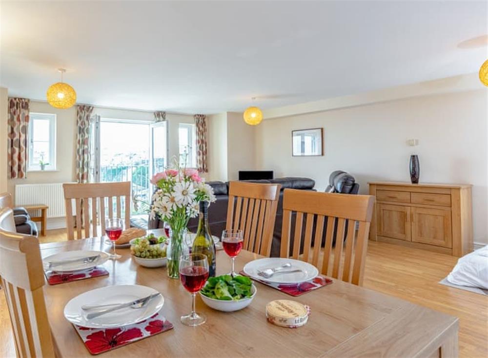 Stylish open plan living space at 6 Harbour View in Newquay, North Cornwall