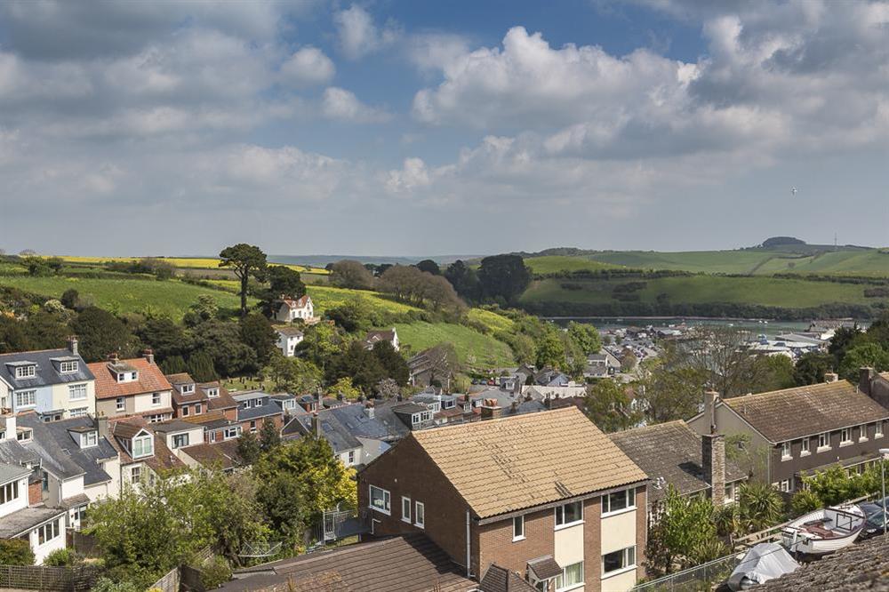 Beautiful countryside views from the master bedroom at 6 Knowle Court in , Salcombe