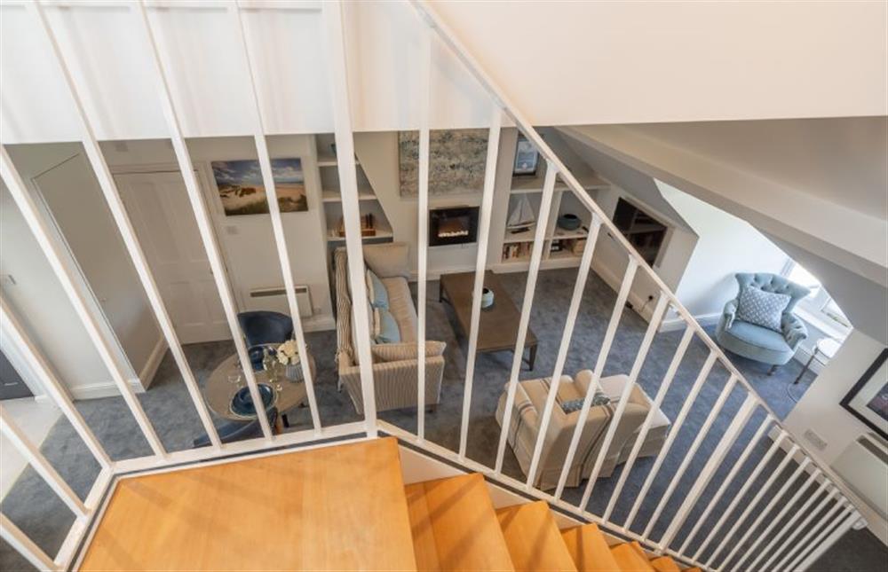 Mezzanine Level: Stairs and view the living area at 6 Monteagle House, Wells-next-the-Sea