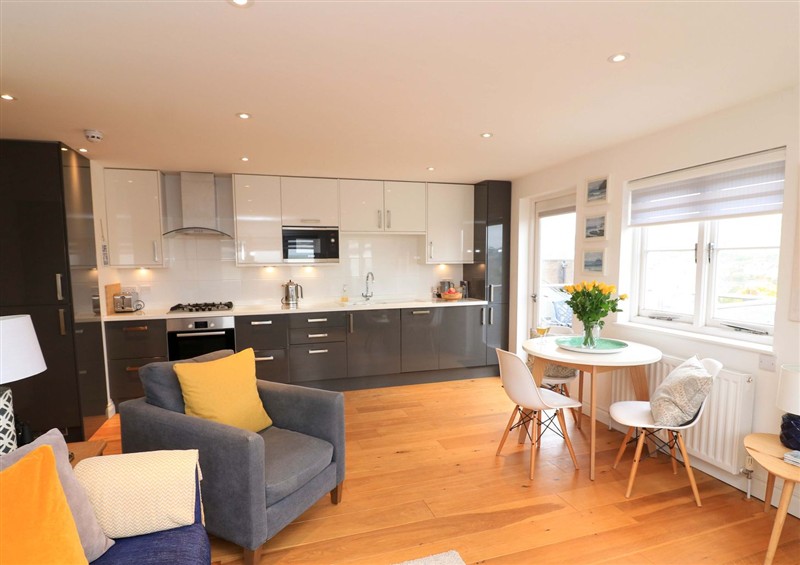 The living area at 61B Fore Street, Kingsbridge
