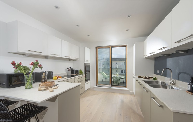 The kitchen at 66 Pentire, Cornwall