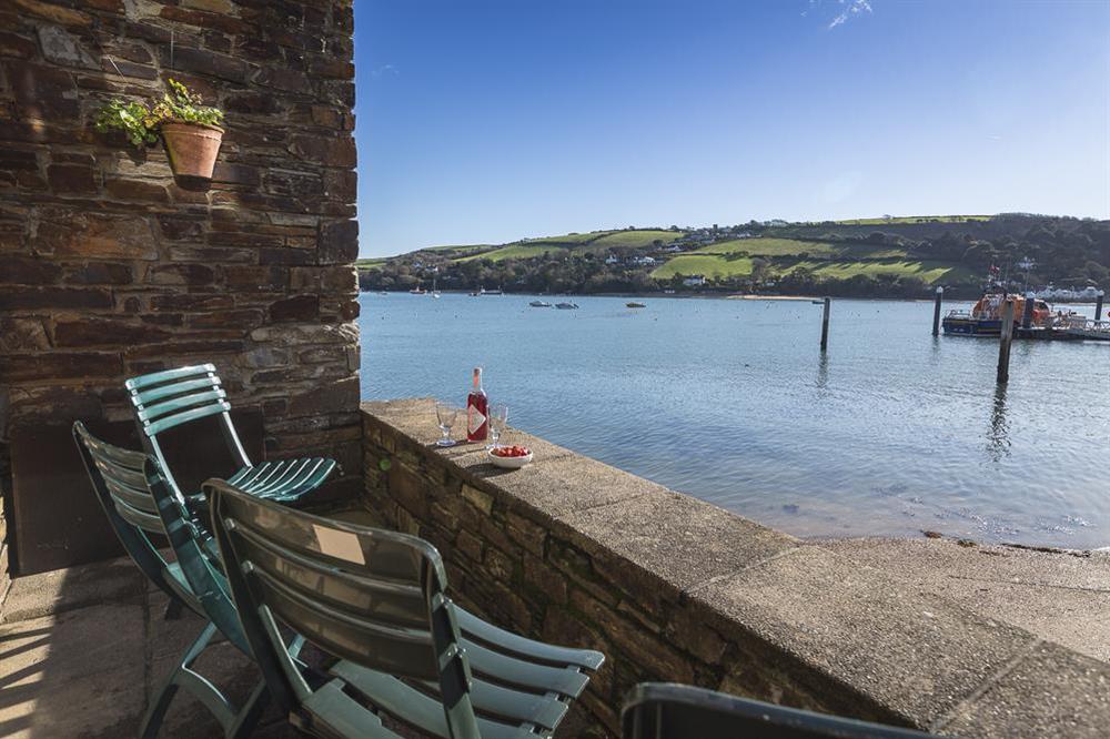 Terrace with magnificent views across the estuary at 7 Island Quay in , Salcombe
