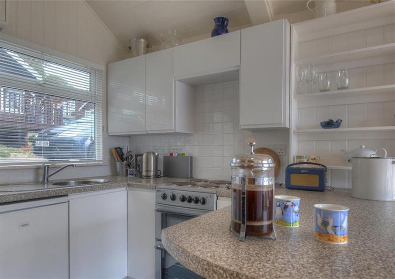 This is the kitchen at 8 Bowling Green Chalets, Lyme Regis