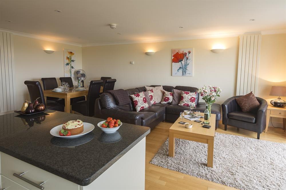 Spacious living area with L shaped sofa at 8 Thurlestone Beach Apartments in Thurlestone, Nr Kingsbridge