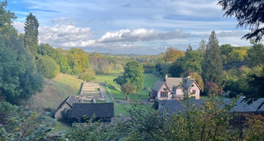 Chedworth Roman Villa from viewpoint at 9 Arlington Row in Cirencester, Gloucestershire