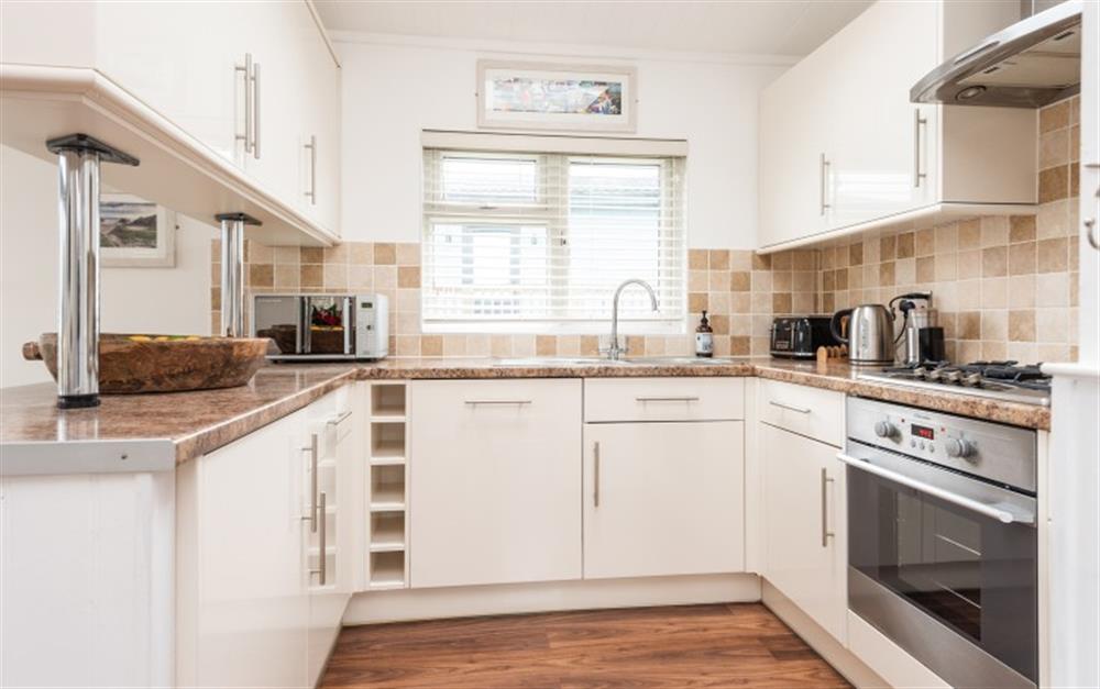 Well equipped kitchen with gas hob, electric oven, washing machine and dishwasher. at 9 Salcombe Retreat in Soar