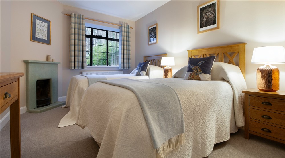 One of the twin bedrooms at Abbey Cottage in Nr Ripon, North Yorkshire