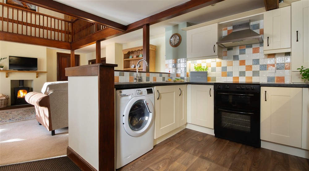 Abbey Stores open plan kitchen and sitting room at Abbey Stores in Ripon, North Yorkshire