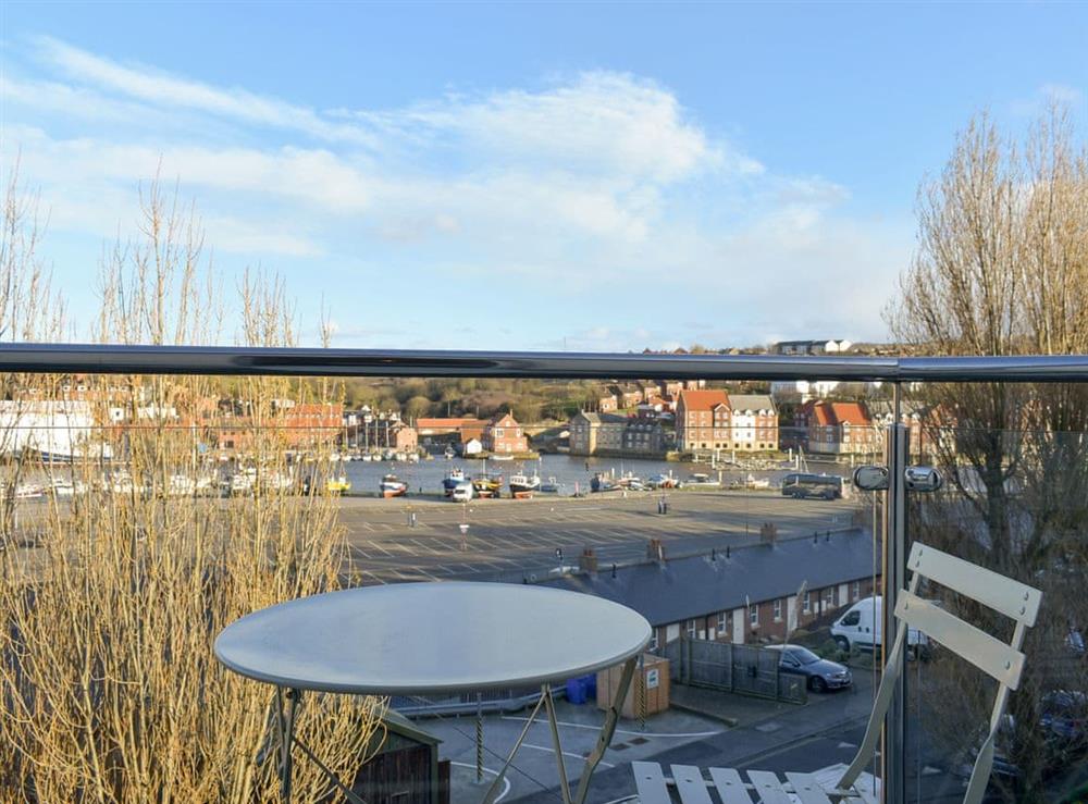 Balcony with views over the harbour at Abbey View in Whitby, Yorkshire, North Yorkshire