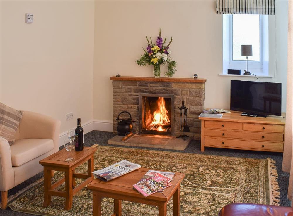 Cosy and comfortable living room at Abbotts Close Cottage in Sutton-under-Whitestonecliffe, near Thirsk, North Yorkshire
