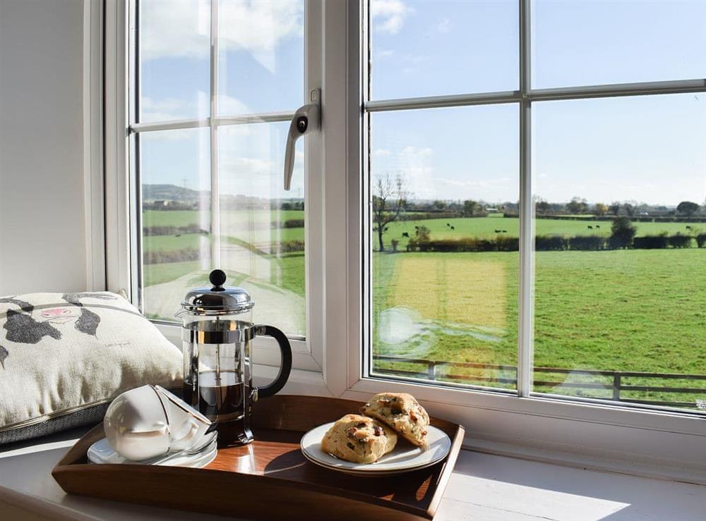 Enjoy breakfast in bed whilst admiring the view at Abbotts Close Cottage in Sutton-under-Whitestonecliffe, near Thirsk, North Yorkshire