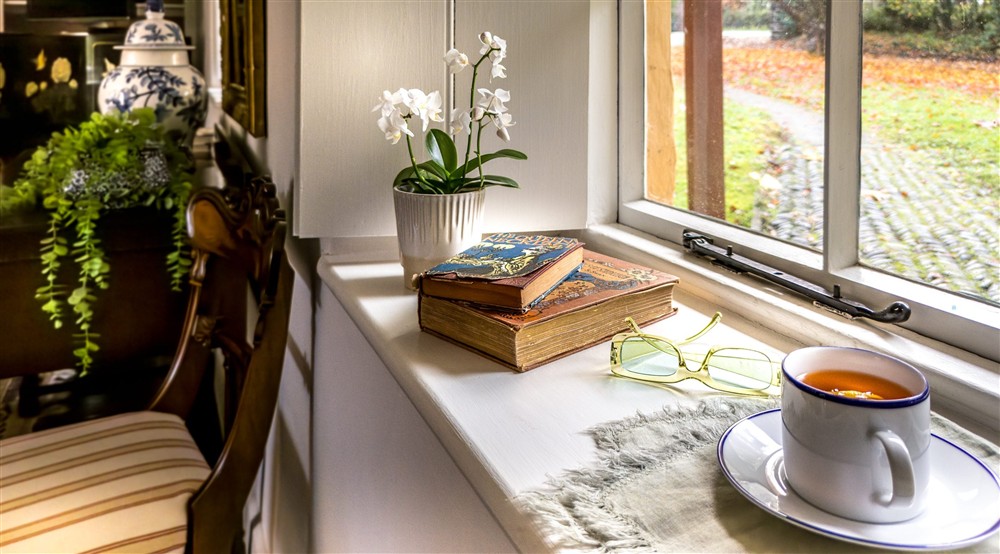 A windowsill in the sitting and dining room at Abermydyr in Aberaeron, Ceredigion