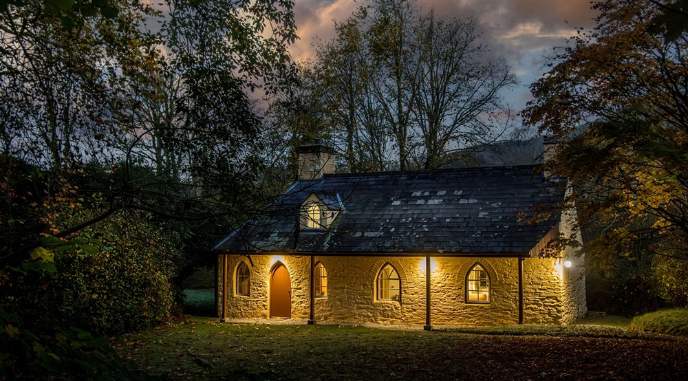 Abermydyr, lit up at Abermydyr in Aberaeron, Ceredigion