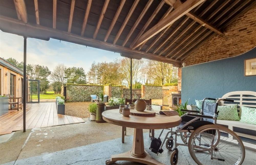 Outside: Ample space for wheelchair users in the outside barn at Able Stables, East Rudham near Kings Lynn