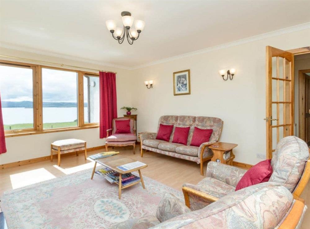 Large living room with magnificent views at Ach-na-Clachan in Gairloch, Wester Ross., Ross-Shire