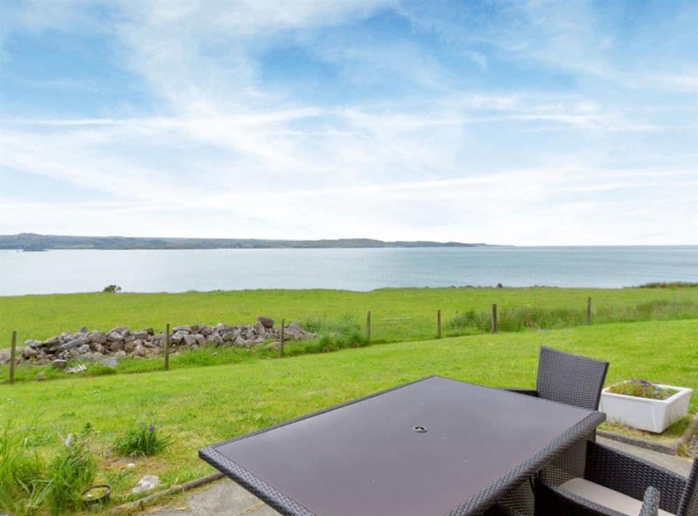 Sitting-out-area with fantastic views of Gairloch Bay at Ach-na-Clachan in Gairloch, Wester Ross., Ross-Shire