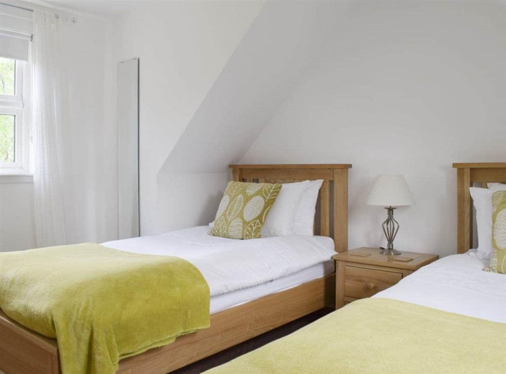 Light and airy twin bedroom at Acorn Cottage in Kippen, near Stirling, Stirlingshire., Great Britain