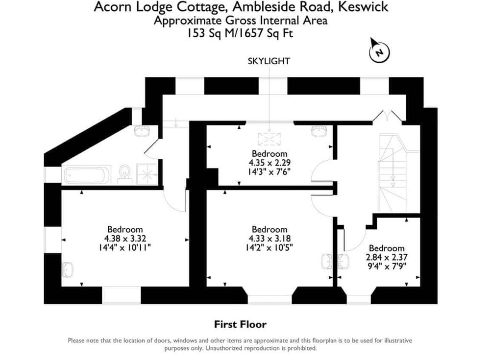 Floor plan of first floor at Acorn Lodge Cottage in Keswick, Cumbria