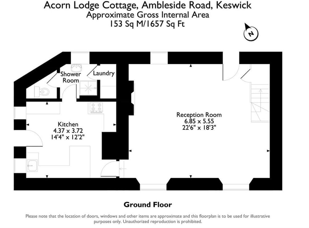 Floor plan of ground floor at Acorn Lodge Cottage in Keswick, Cumbria
