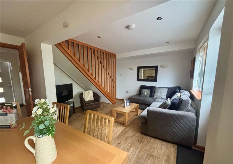 The living area at Acorn Lodge, Finlakes Holiday Park near Chudleigh