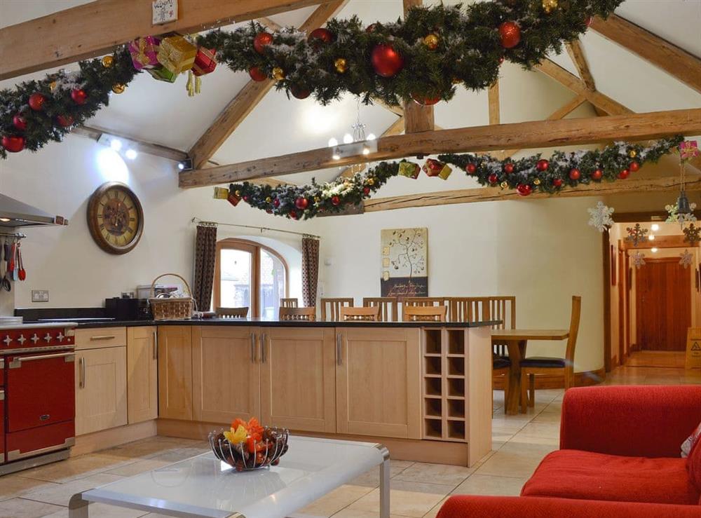 Well equipped kitchen/ dining room decorated for Christmas at Acrewood in Driffield, North Humberside