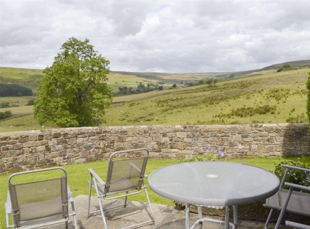 Paved patio with tremendous rural views at Adagio in Rosedale, near Pickering, North Yorkshire