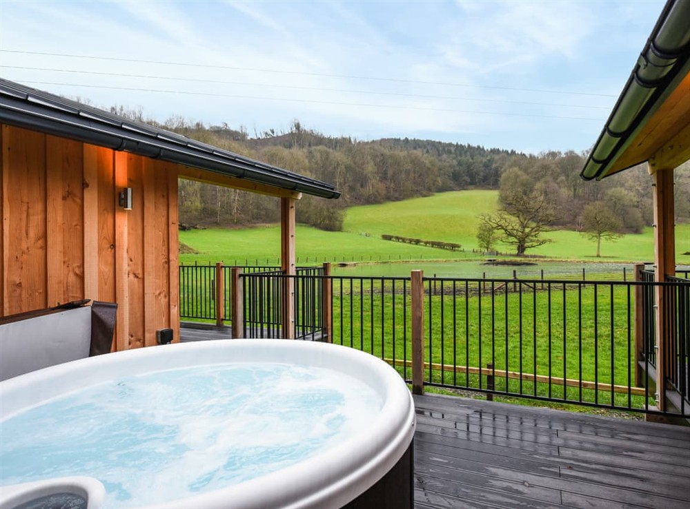 Hot tub at Afon Lodge in Welshpool, Powys