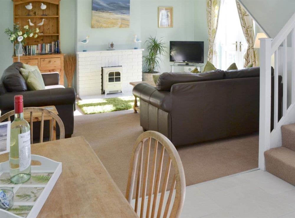 light and airy open plan living space at Aidan Cottage in Craster, Alnwick, Northumberland